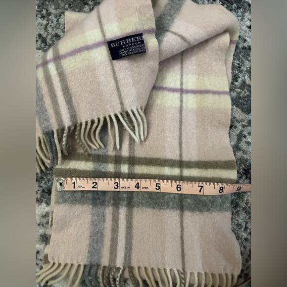 Burberry Pink Cashmere Plaid Nova Check Fringe Scarf - Picture 8 of 10
